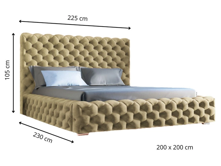 Łóżko tapicerowane z pojemnikiem i stelażem 200x200 Heaven Brązowy