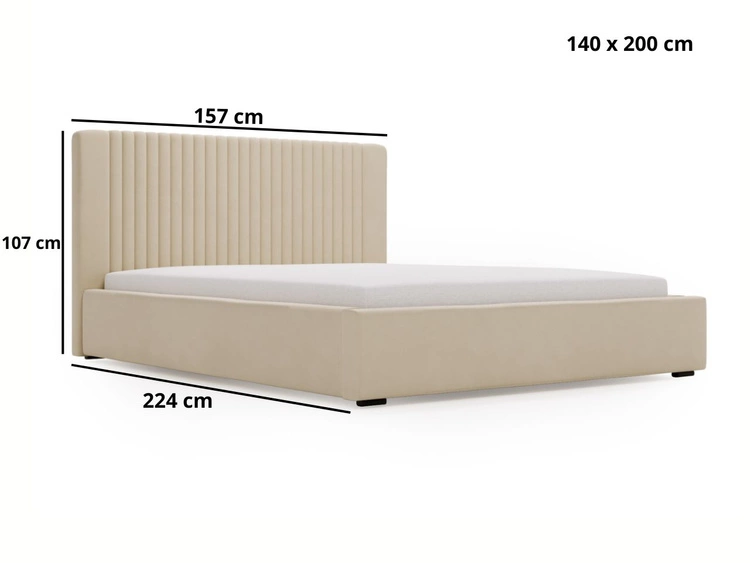 Łóżko tapicerowane z pojemnikiem i stelażem 140x200 Malmo Brązowy