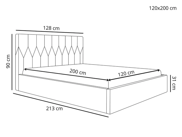 Łóżko tapicerowane z pojemnikiem i stelażem 120x200 Gaja Ciemnoszare