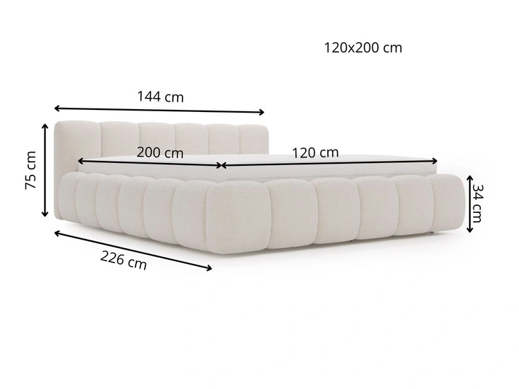 Łóżko tapicerowane bez pojemnika ze stelażem 120x200 Cloud Low Brązowe