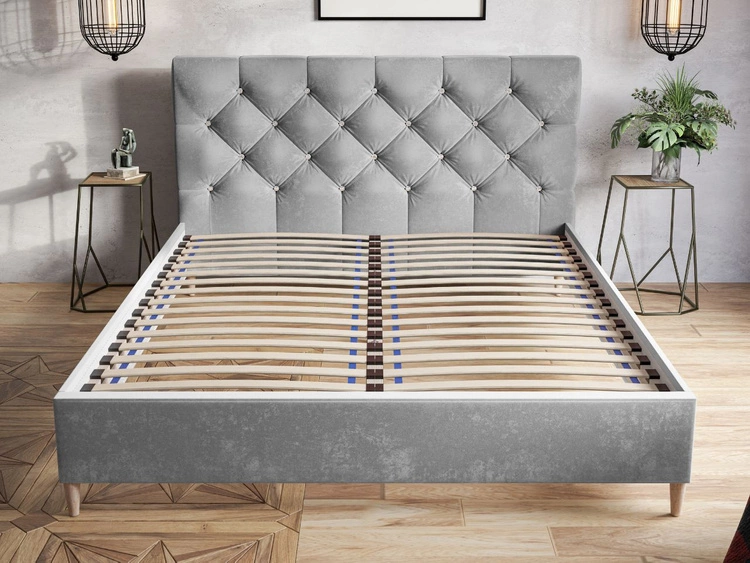 Łóżko tapicerowane ze stelażem 120x200 Tril Szary